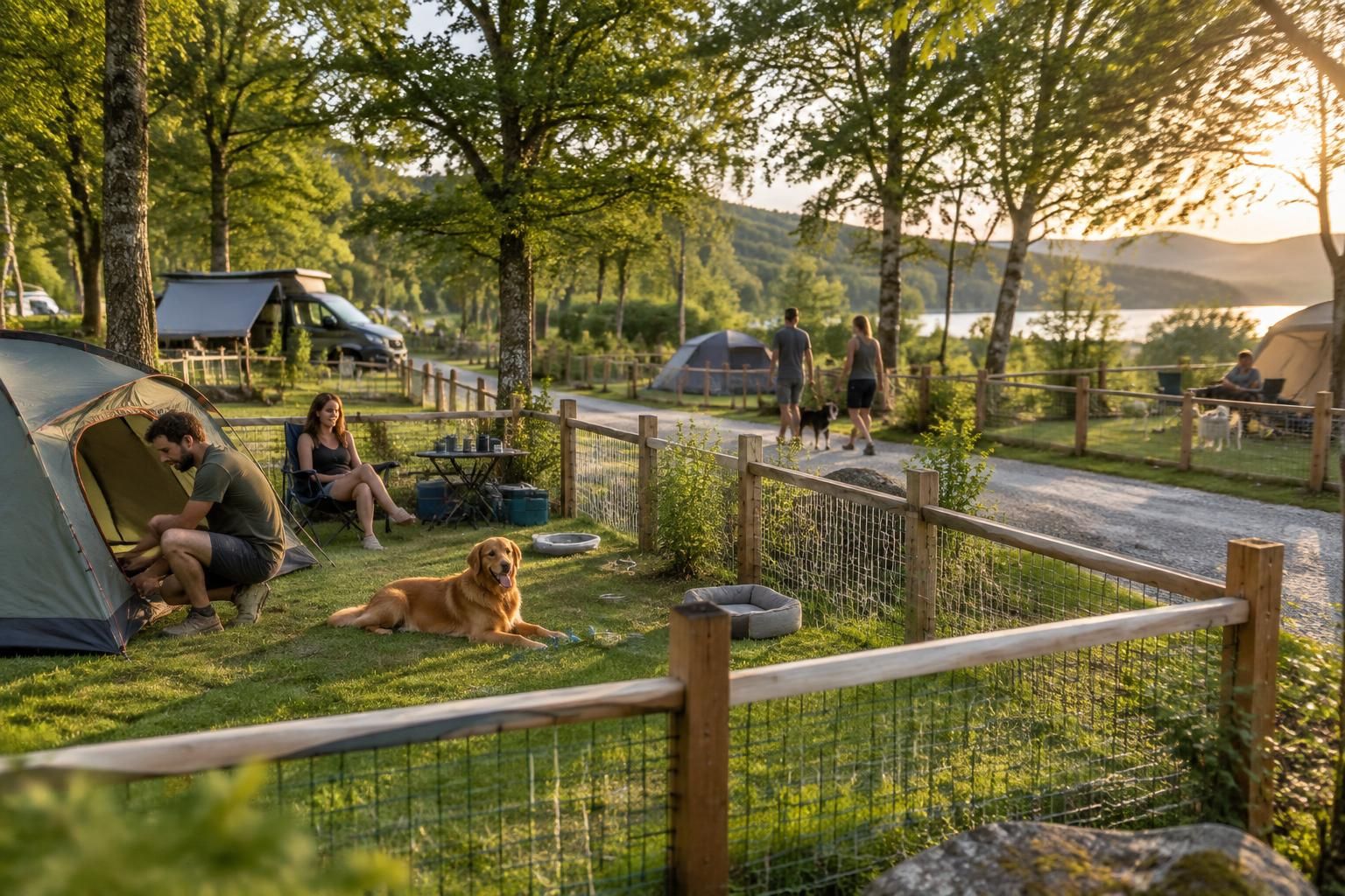 profitez de vacances sereines avec votre chien grâce à nos espaces clôturés, pensés pour qu’il puisse jouer et se détendre en toute liberté.